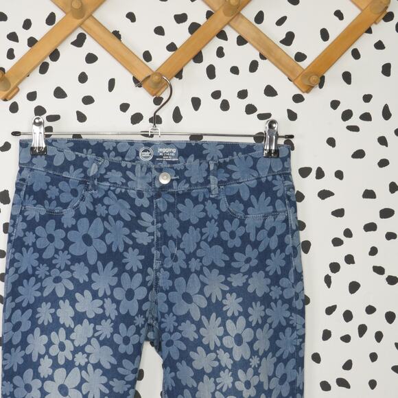 Wonder Nation Medium Wash Denim Floral Print Girls Skinny Leg Jeggings - Picture 2 of 7